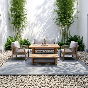 Luxury Contemporary <b>Foldable</b> Acacia Wood Eco-friendly Teak Wood Frame <b>Outdoor</b> Furniture Set Garden Sofa Dining <b>Table</b> Chair for - Product Image 1