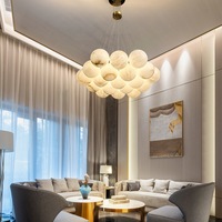 Lámpara de Araña Moderna y Sencilla de Alabastro y Cobre, Ahorro de Energía, para Hotel, Comedor, Dormitorio, Sala de Estar, Lámpara Colgante de Diseño
