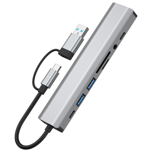 Hochwertige 9-in-1-USB-<span class=keywords><strong>CHub</strong></span>-Kartenleser Typ C USB a zu USB 3.0-Dockingstation mit Audio ladung 5-Gbit/s-Daten übertragung für PC - Product Image 3