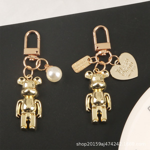 Ute Tsartun voiture porte-clés pendentif créatif debout ours perle coeur métal accessoires sac décoration - Product Image 4