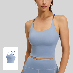 Camiseta de Yoga de Secado Rápido con Espalda Cruzada para <span class=keywords><strong>Mujer</strong></span>, con Almohadillas Extraíbles, Elástica, Agradable al Tacto, para Gimnasio, Fitness, Deportes, Running y Yoga - Product Image 4
