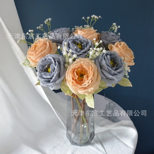 Rose artificielle à tige unique, bords givrés, pour photographie, décoration de mariage, salon, fleurs artificielles - Product Image 3