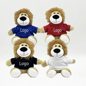 20cm di sublimazione orsacchiotti con Logo camicie CPC personalizzano animali di peluche leoni con t-shirt peluche leone