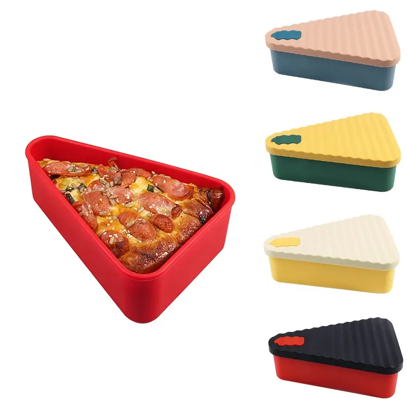 Amazon Top Seller Silicone Pizza Food Storage Box Reusable Leftover Pizza Storage Container Expandable Lunch Box With Lids