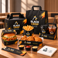 Boîtes d'emballage en papier pour hamburgers à emporter, logo personnalisé, poulet à emporter, contenants jetables de qualité alimentaire pour la restauration rapide