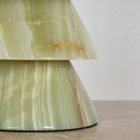 Lampe de table moderne en forme de champignon, abat-jour en jade naturel, base en tissu, lampe de bureau décorative pour la chambre à coucher, le salon