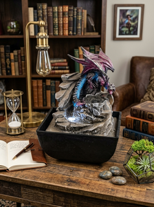 Fuente de Agua Decorativa de Dragón con Luz LED, Estatua de Dragón Alado Mítico, Cascada Interior para Decoración de Oficina y Hogar, 18.5 cm - Product Image 2