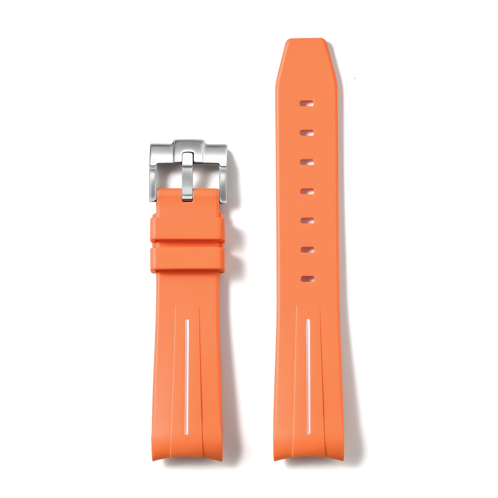 Ligne orange + blanche + boucle argentée