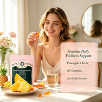 Bonbons Gommeux Premium Équilibre Féminin Saveur Ananas Complément Alimentaire pour Femmes Soutien Immunitaire Croissance Capillaire Sachet Doypack OEM