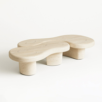 Table basse en travertin naturel à emboîtement, pieds multicolonne, style Wabi Sabi, pour salon, maison de rêve