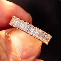 Özel 10K 14K 18K Sarı Altın Asscher Kesim Laboratuvar Elması Çift Alyansları Nişan Yüzükleri Partiler Yıldönümleri Trend