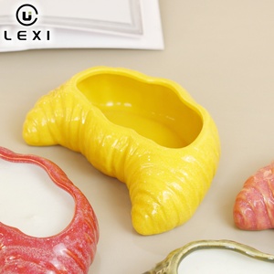 Juego de 4 Cuencos de Cerámica en Forma de Croissant y Portavelas, Platos Decorativos Brillantes y Coloridos para el Hogar, Cocina, Mesa de Fiesta, Decoración, Regalo - Product Image 3