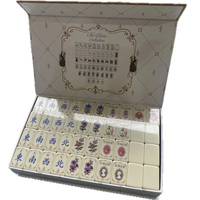 Jeu de Mahjong Américain Vintage Victorien Floral Paon 160 Pièces en Acrylique Blanc Ivoire avec Motif Cadre Antique Dragon Cygne – Cadeau de Fêtes