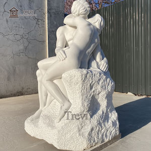 Famosa Escultura <span class=keywords><strong>de</strong></span> <span class=keywords><strong>Rodin</strong></span>, 'El Beso', Tallada en Mármol para Exteriores, Estilo Europeo, Diseño Clásico, en Venta - Product Image 1