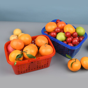 Paniers à fruits en plastique, capacité 3 Jin (1,5 kg), pour cueillette et stockage, couleurs orange, bleu, rose, moulés par injection, origine Taizhou. - Product Image 1