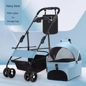 <span class=keywords><strong>Carrito</strong></span> de Lujo para Mascotas, Plegable, Transportador de Perros, Cochecito de Cuatro Ruedas, Silla de Paseo Portátil para Viajes al Aire Libre para Mascotas Pequeñas - Product Image 3