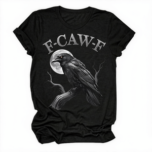 FCYOSO <span class=keywords><strong>Black</strong></span> Crow F-Caw-F Moon T-shirt in cotone con stampa grafica divertente a maniche corte, unisex, XXL, vestibilità regolare - Product Image 1