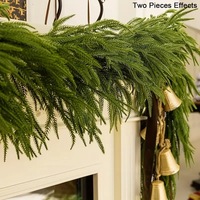 Dekorasi Garland Natal Buatan dari Tanaman Norfolk Pine Hijau Real Touch Pabrik Shangchu, Garland Gantung Campuran, Garland Cypress Palsu