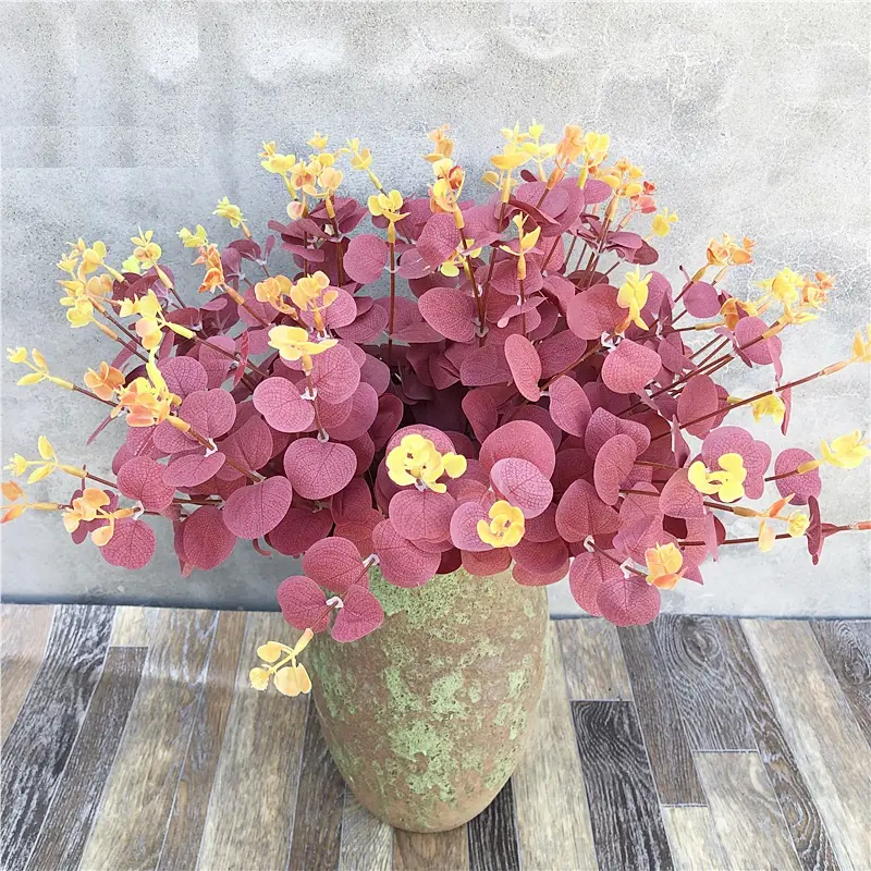 2024 nouveau style de Branches d'eucalyptus bricolage Art insertion de fleur plante artificielle décor couleur bonsaï feuilles fausse fleur intérieure