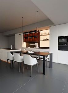 Meuble de cuisine moderne en panneaux de particules multifonctionnels, écologiques, résistants à l'eau, design îlot de cuisine, bord arrondi, 2025 - Product Image 3