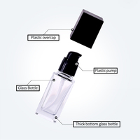 Tutup sekrup badan, untuk kemasan kosmetik, 15ml 20ml 30ml 40ml Makeup kaca kosong tahan air