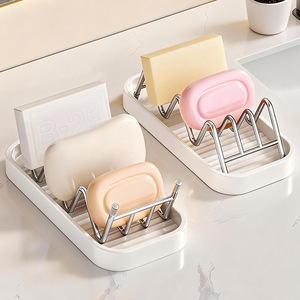 Stainless Steel Soap Dish Rack Rectangular Minimalist Design For Bathroom Countertop Soap Storage Holder - Product Image 1
