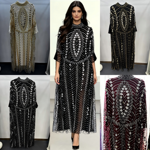Robe Kaftan de Luxe Perlée à la Main pour Femme, <span class=keywords><strong>Abaya</strong></span> de Dubaï, Robe de Soirée Longue Musulmane, Robe Formelle Modeste pour l'Aïd, Mariage, Ramadan, ODM - Product Image 5
