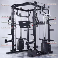 Cage de musculation professionnelle multifonctionnelle avec Smith Machine, Gantry, Rack à squats et Crossover de câbles, pour entraînement complet à domicile