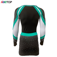 Uniforme de cheerleading personnalisé pour filles avec strass, jupe longue à manches longues, polyester et élasthanne, impression numérique, logo d'équipe personnalisable