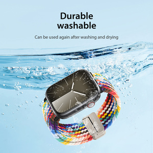 Bracelet élastique tissé en nylon adapté aux montres intelligentes, bracelet de montre de sport avec boucle magnétique en alliage d'aluminium - Product Image 5