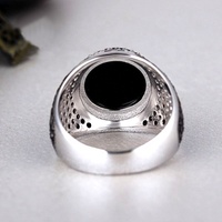 Vente en gros de bijoux turcs pour hommes, bagues en argent Sterling 925 véritable, bague noire, poids léger 6g, Zircon classique chrétien ES