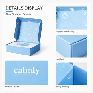 Caja de Cartón Corrugado Reciclable Azul Claro con Impresión Personalizada y Relieve para Envío de Regalos de Cosméticos y Cuidado de la Piel - Product Image 5
