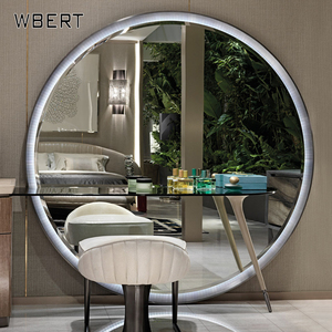 WBERT Commode de chambre à coucher design italien Grand miroir de sol simple et moderne Table de maquillage intégrée de luxe en bois pour hôtel - Product Image 4