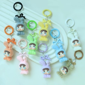 Venta al por mayor de dibujos animados llorando <span class=keywords><strong>bebé</strong></span> flocado llavero muñeca Linda caja ciega figuras colgante lágrimas pequeño llavero de juguete - Product Image 1