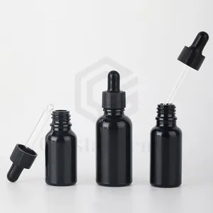 Empty Black Hair Oil Bottle Essential Oil Beard Oil Glass Dropper Bottle 5ml 10ml 15ml 20ml 30ml 50ml 100ml Serum Bottle