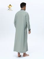 HARAMAIN MEN THOUB Robe arabe pour homme, matériau doux haut de gamme, design à quatre boutons, col montant, manches longues, polyester, élégant