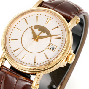 Montre d'hommage élégante pour affaires, artisanat haut de gamme, lunette plaquée or 18 carats, bracelet en cuir véritable, idéale pour les dîners d'affaires - Product Image 2