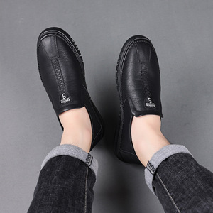 Mocasines de Cuero para Hombre, Sin Cordones, Suela Blanda, Tacón Bajo, Zapatos Casuales de Negocios, Diseño de Costuras de Color Sólido, Hechos en Wenzhou - Product Image 4