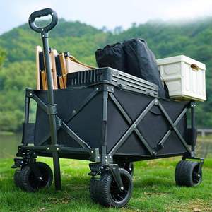 Wholesale Bulk Supply <b>Foldable</b> Mesh Steel Frame All Terrain Wide Wheels Outdoor Camping <b>Cart</b> OEM Customizable - Product Image 3