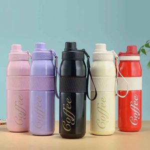 Coffee Insulated Water Bottle Stainless Steel Vacuum Flask With Rope Travel Tumbler 12-24 Hours Thermal Keep Hot Cold - Product Image 2