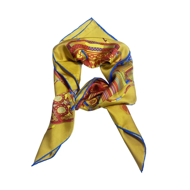 Wholesale 50x50cm China manufacturers custom own logo design digital print twill square silk twill scarf for women