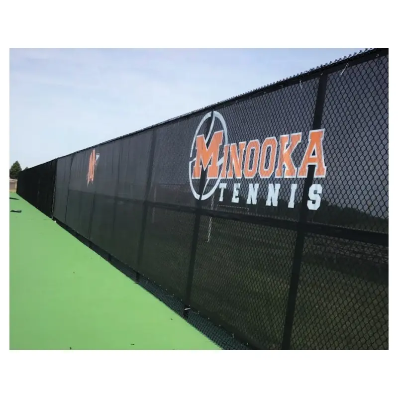 Logo layar pagar kustom, spanduk kain lapangan, kaca depan tenis layar angin Lapangan Tenis