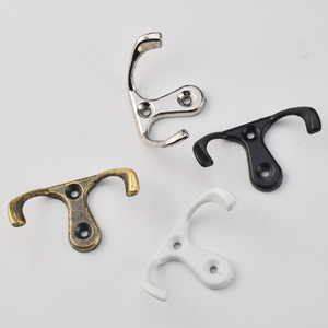 Double <b>Hook</b> Wall Mounted Coat And Cap Hanger Antique Bronze Black White Silver Brass Corner Shape Wardrobe <b>Kitchen</b> Bathroom - Product Image 3