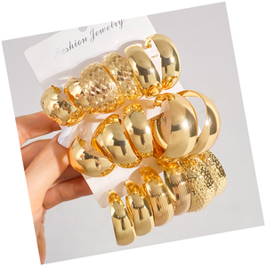 Set di Orecchini a Cerchio con Grandi Farfalle alla Moda, Placcati in Oro, Design Geometrico Semplice per Gioielli da Donna - Product Image 1