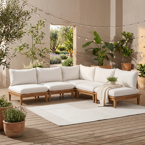 Minimalist Custom Color <b>Outdoor</b> <b>Sofa</b> Set with White Waterproof Cushions Garden Corner Seating for Patio - Product Image 2