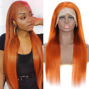 Оптовая продажа, натуральные человеческие волосы, цветной парик на сетке спереди, цветные парики, прямые человеческие волосы, волнистые Hd кружевные передние парики апельсинового имбиря - Product Image 6