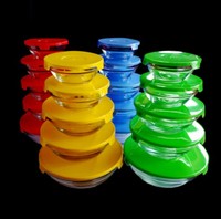 Lot de 5 Bols en Verre Ronds Transparent avec Couvercle pour Salade de Fruits, Résistants à la Chaleur, Écologiques et Tendance pour la Maison – Vente Chaude Usine