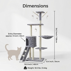 Árbol rascador para gatos de interior con casa y estantes de escalada, embalaje de cartón - Product Image 2