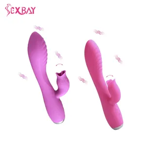 Sexbayポータブルペニスおもちゃ舌リックGスポットシリコンウサギ充電式男性大人のおもちゃ女性Gスポットリックラビットバイブレーター