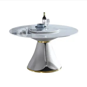 מודרני זהב נירוסטה רגל שיש למעלה סגלגל תה שולחן סלון בית ריהוט יוקרה צד מרכז אוכל שולחן